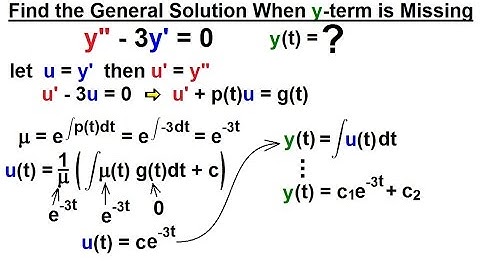 Differential Equation - 2nd Order (26 of 54) General Solution y(t)=? When y-term is Missing