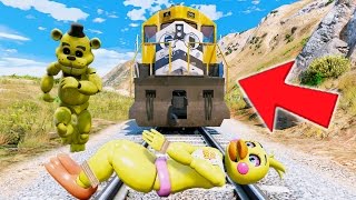 GOLDEN FREDDY SAVES CHICA FROM THE TRAIN HITTING HER! (GTA 5 Mods) RedHatter