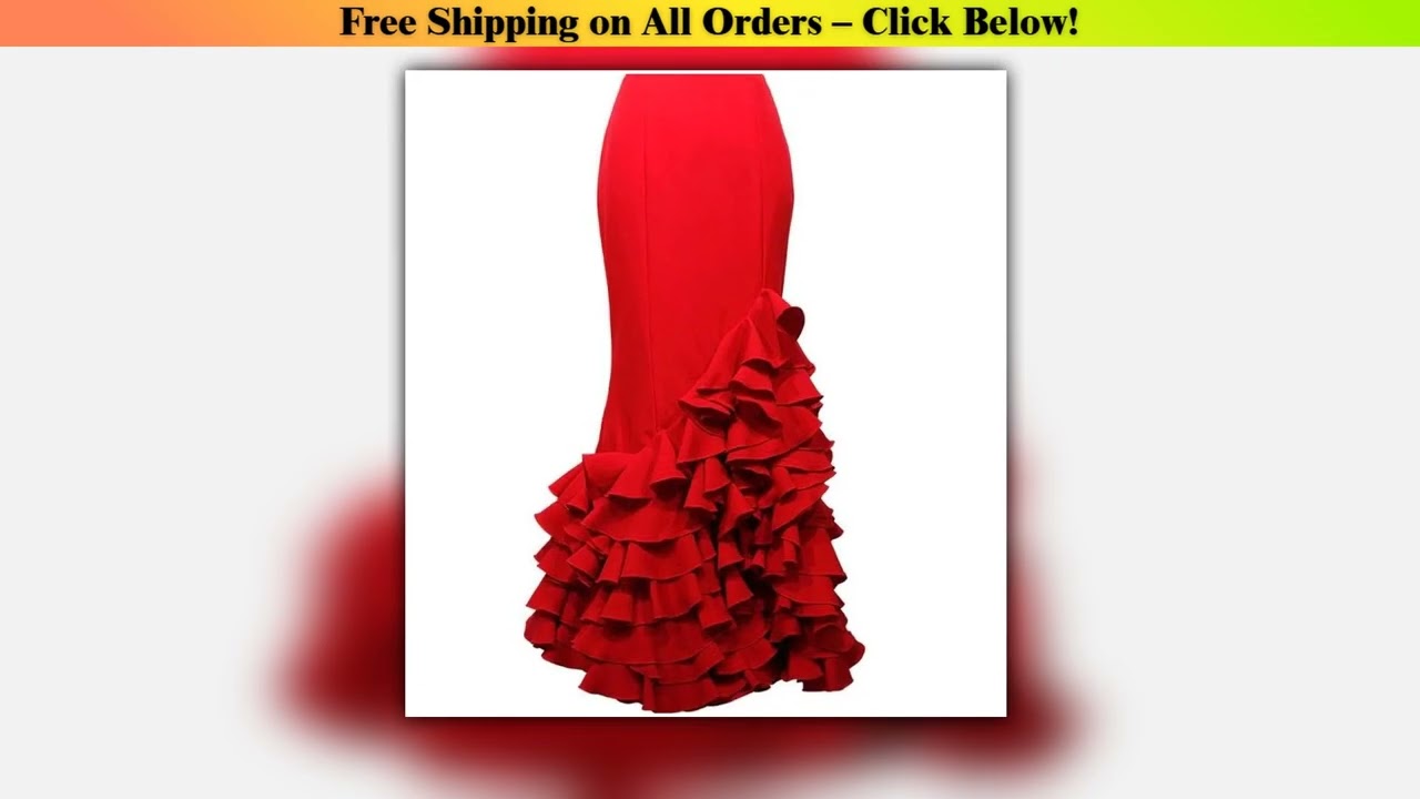 Red Mermaid Women's Skirts Tiered Ruffle Fashion Maxi Length Custom Made New Arrival Party Skirts