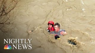 Powerful Storm Slams California Bringing Flooding, Rescues And Evacuations | NBC Nightly News