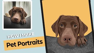 How to make digital illustrations of your pet photos | Pet portrait cartoon | Procreate tutorial