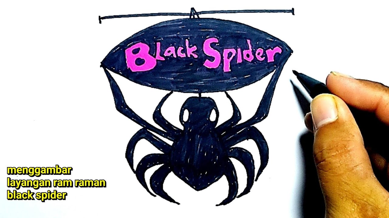 Cara menggambar layangan ram raman black spider