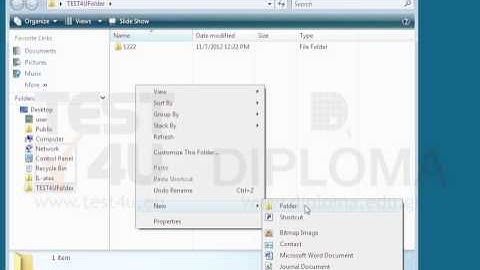 You can see theTEST4UFolder folder on your desktop. Create the following 3 subfolders: folder1,...