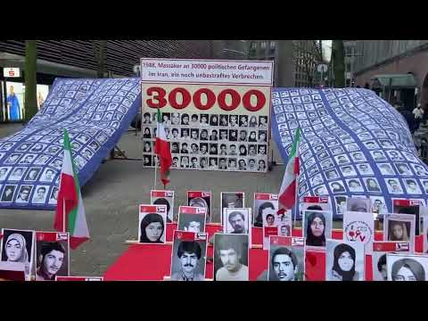 Hamburg—Dec 30, 2023: MEK Supporters Organize an Exhibition in Solidarity With the Iran Revolution.