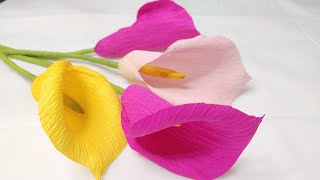 Cara membuat bunga Calla lily dari kertas crepe | DIY #papercrepeflower