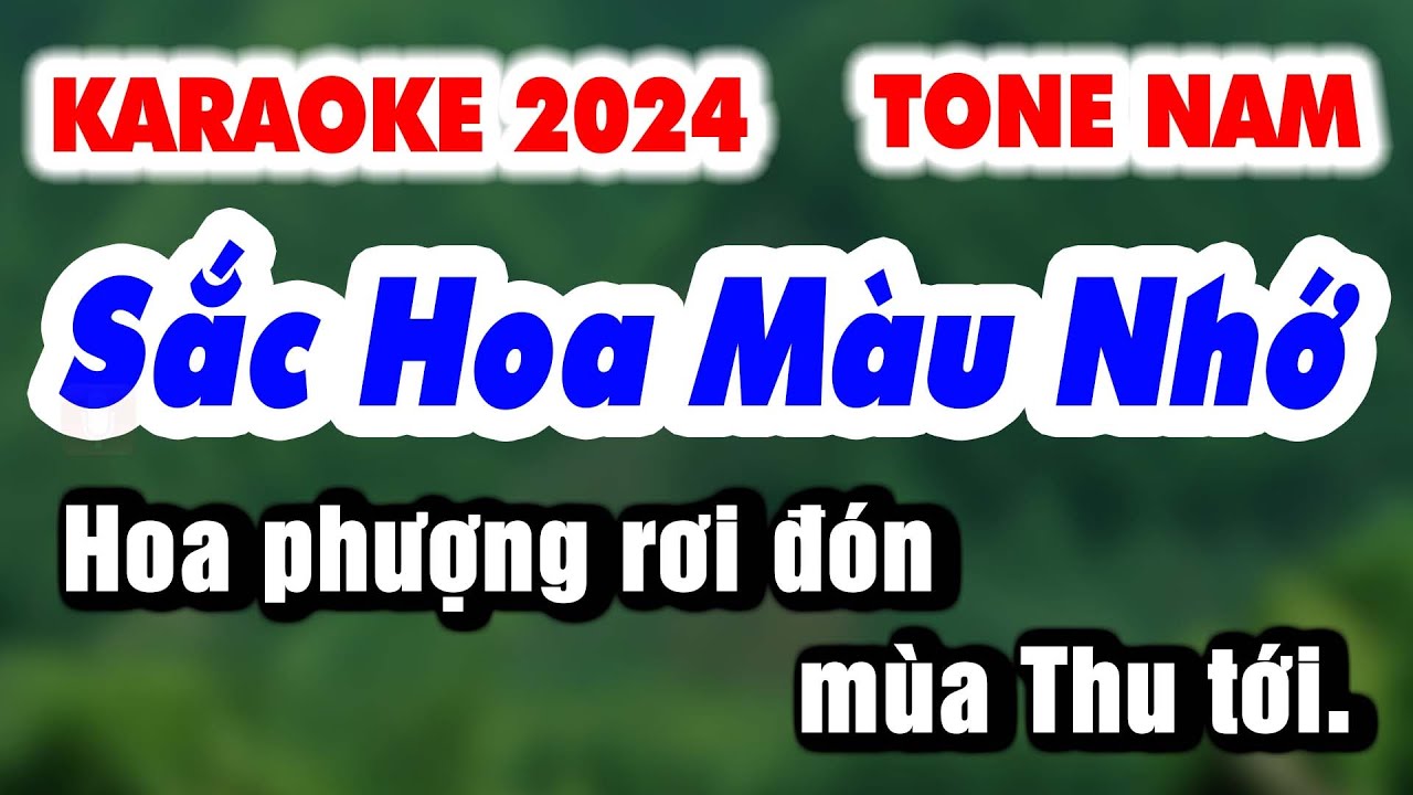 Karaoke SẮC HOA MÀU NHỚ | Tone Nam Nhạc sống phối mới v2 | Organ 9669
