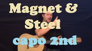 Magnet and Steel (Walter Egan) Easy Strum Chords How to Play Tutorial - Capo 2nd
