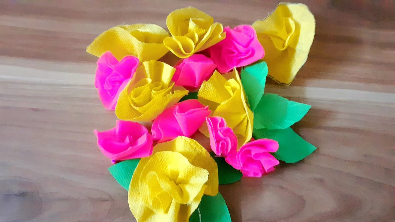How to make flowers from fabric bag YouTube