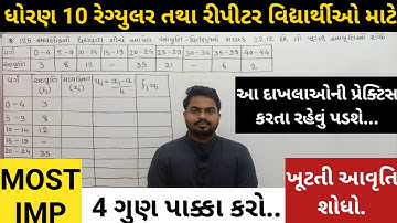 STD 10 | BASIC MATHS | MOST IMP | CH 14 | આંકડાશાસ્ત્ર | ANKDASHASTR | REPEATER | ખૂટતી આવૃત્તિ શોધો