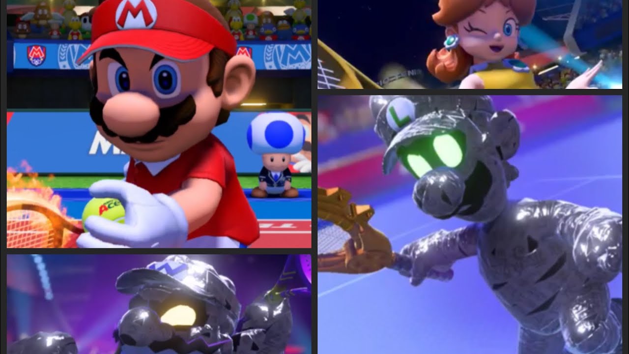 Mario Tennis Aces - Adventure Mode Part 6 - Mario Peach & Daisy vs Luigi Wario & Waluigi