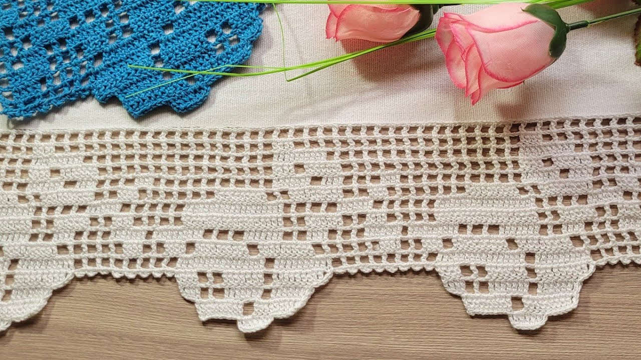 3️⃣9️⃣5️⃣DIRETO NO TECIDO  bico de crochê em pano de prato @AdineiaCantinhodoscrochê