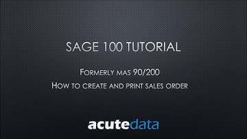 Sage 100 - How to Enter a Sales Order