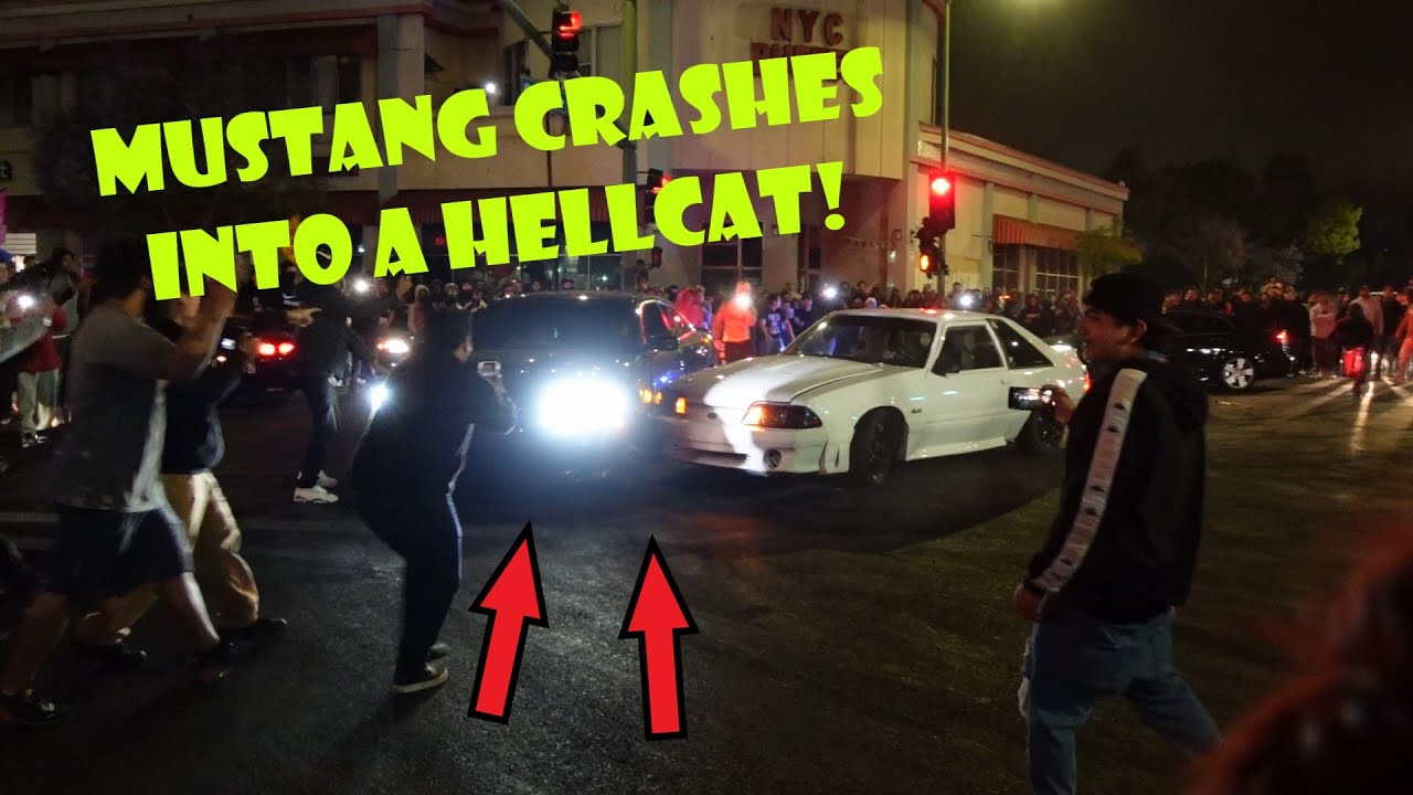 MUSTANG CRASHES INTO HELLCAT AT PDOLLA SIDESHOW!!