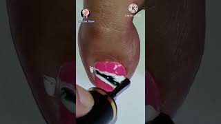 Black and white on pink drag marble toe nail art #nailsbyamrita #easytoeasynailart #Shorts