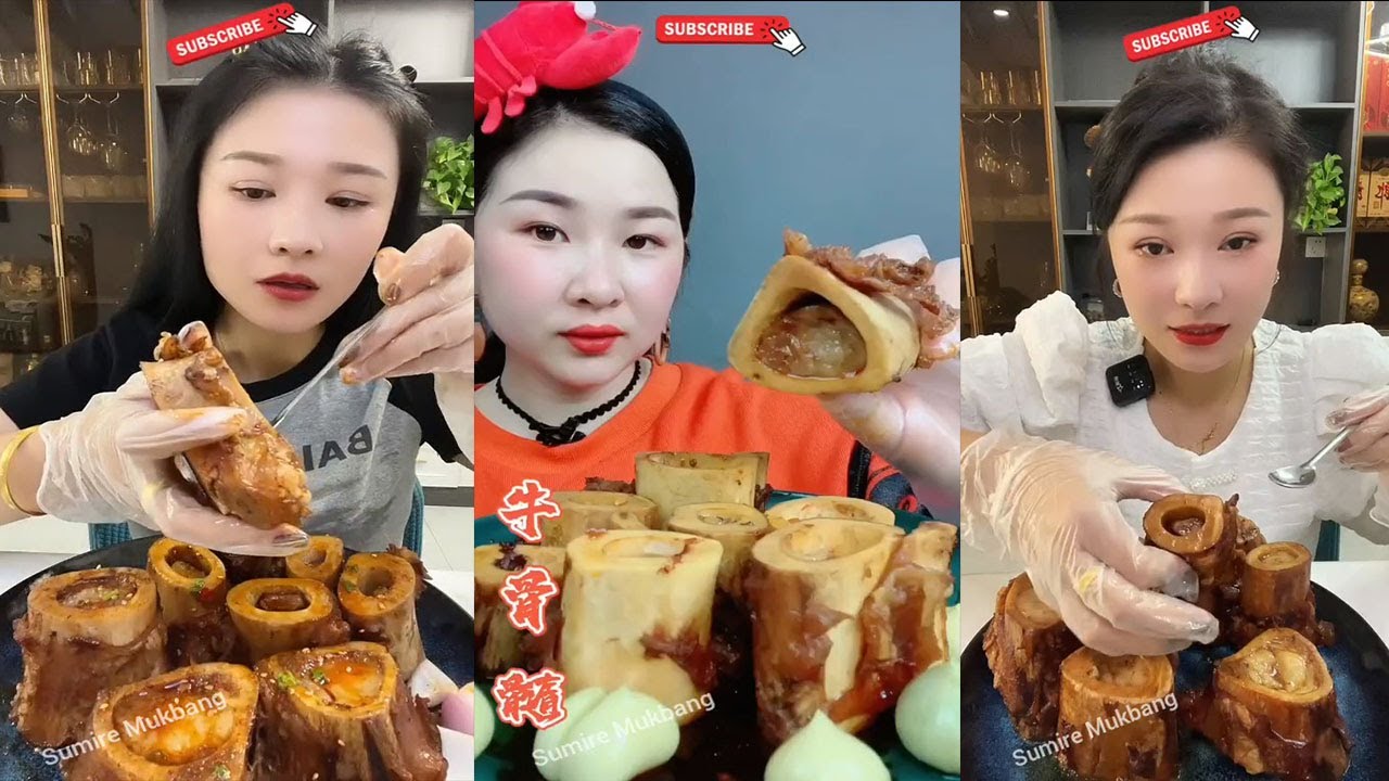 MUKBANG ASMR Eating roasted big bone marrow so yummy