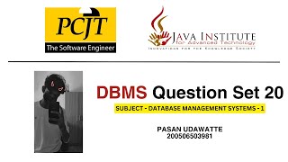 Question Set 20 | Database Management System | Java Institute