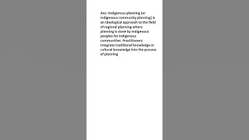 What is Indigenous planning?