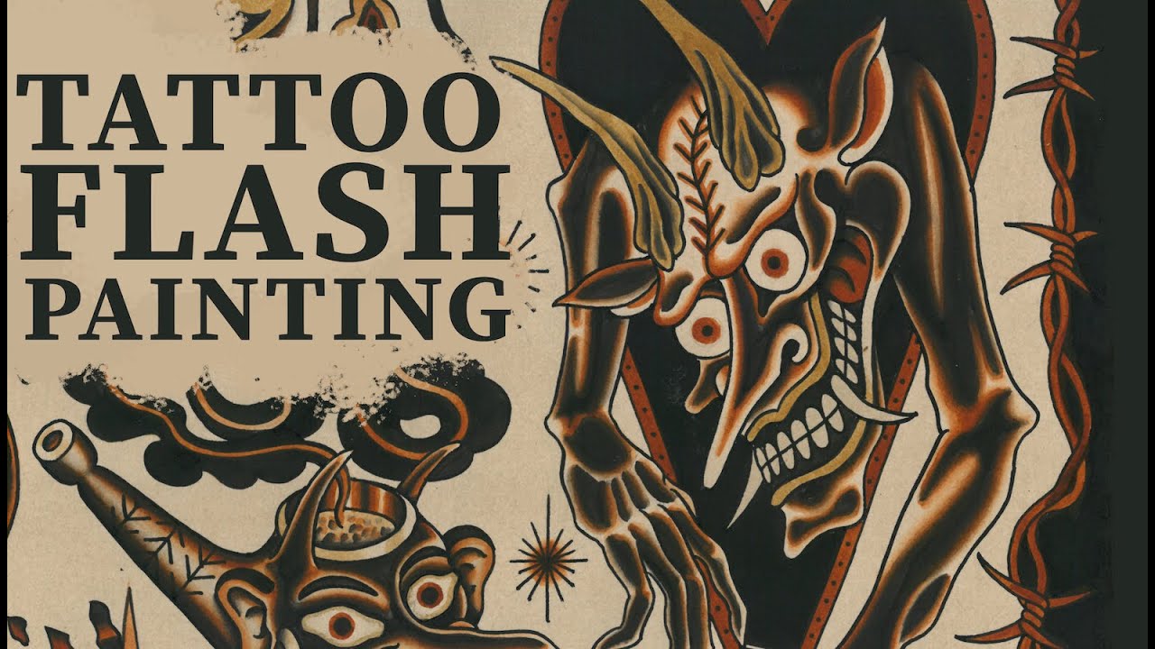 Painting tattoo flash   Devils by Emils Salmins