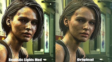 Resident Evil 3 Remake Realistic Lights Mod vs Original Graphic Comparison