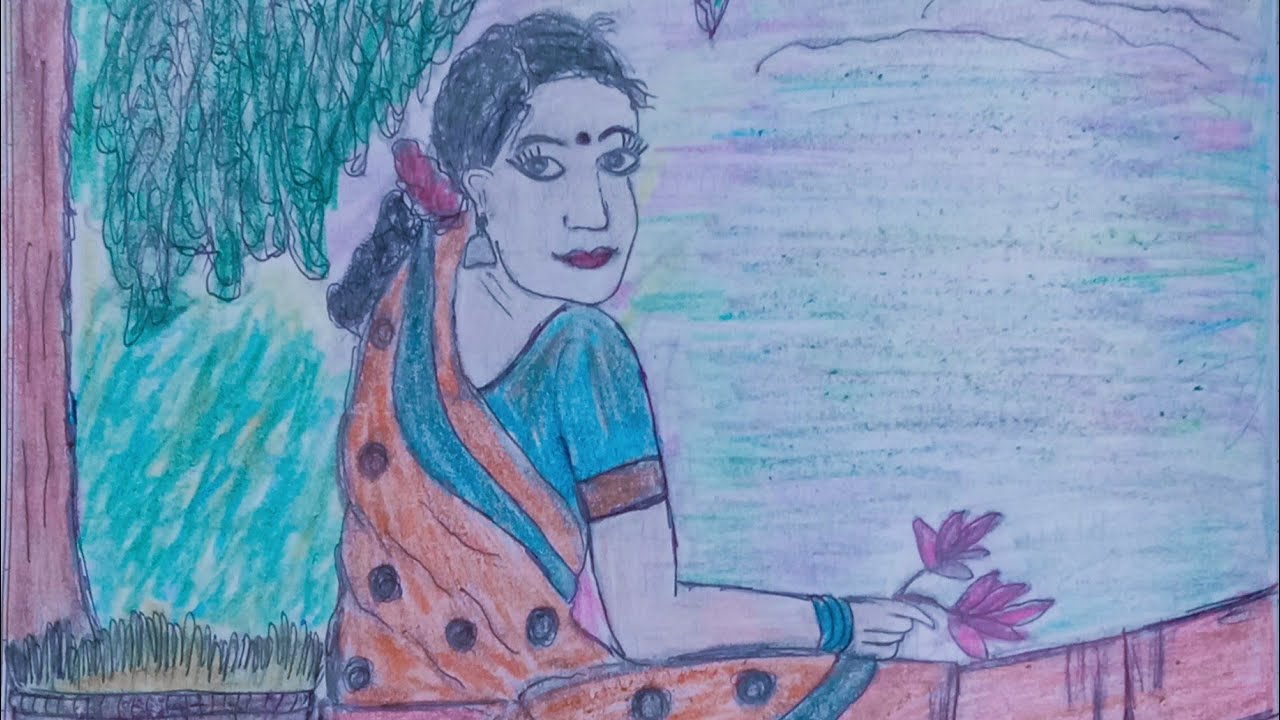 Lady in beautiful nature| Simple Drawing|Beginner 