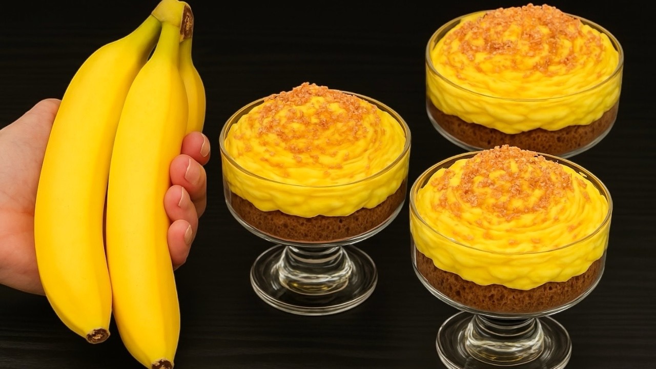 Cremiges Bananendessert in 5 Minuten! Ohne Zucker! Ohne Mehl! Alle suchen nach diesem Rezept!
