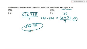 What should be subtracted from 546789 so that it becomes a multiple of 7?
