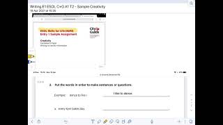 2.  How to Pass Entry 1 ESOL - C+G Sample Creativity, Activity 1 Pt2 - Word Order