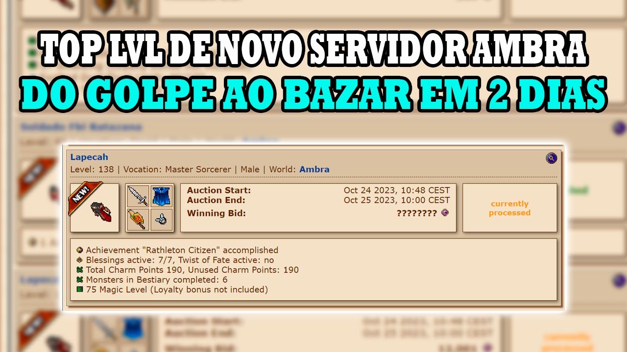 Tibia Golpe Tibia - Do Golpe ao bazar em 2 dias, Top LvL de novo Servidor Ambra ...