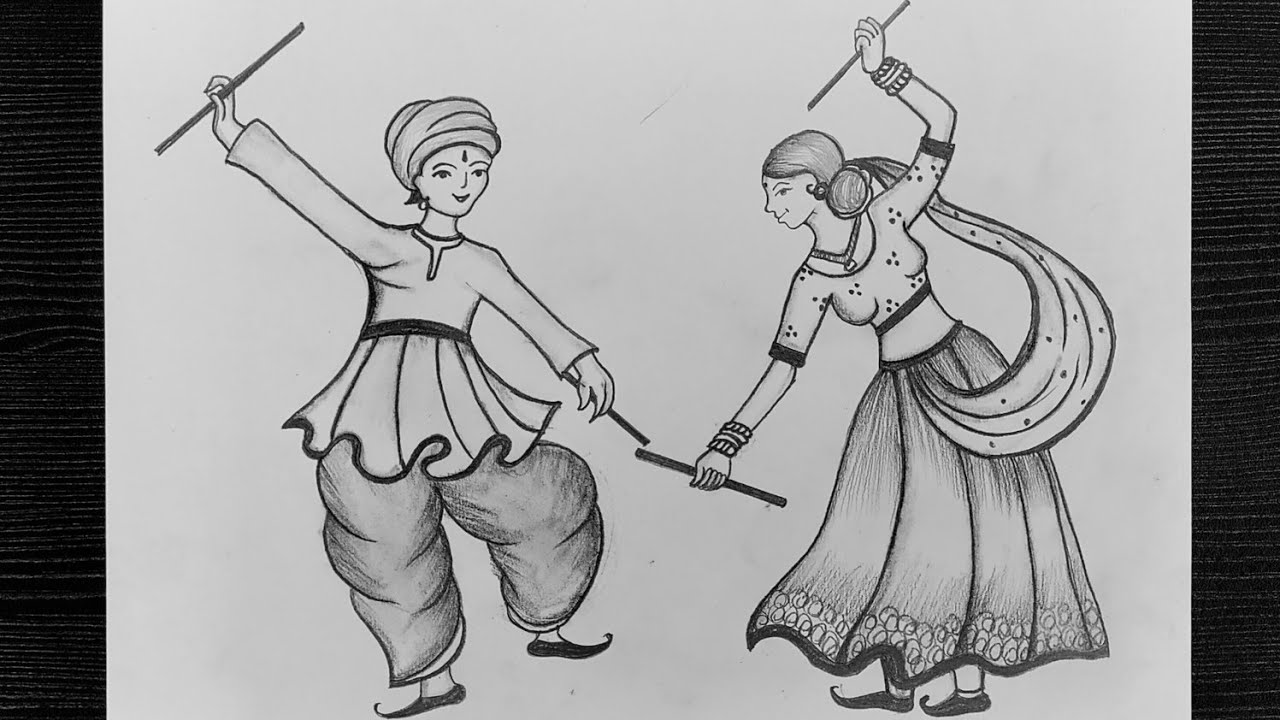 Garba Dance Drawing  How To Draw Garba Dance Drawing  Navratri Special  Drawing  Pencil Ar  Dancing drawings Art drawings beautiful Bird  embroidery pattern