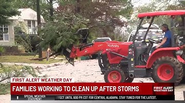 Families working to clean up after Tuesday morning storms