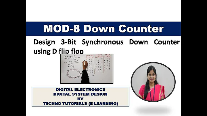 MOD-8 Synchronous Down counter Using D flip flop | 3-Bit Synchronous Down counter