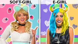 E-GIRL vs SOFT-GIRL. Cinderella, Maleficent, Ariel and Jasmine Transformation. Totally TV. screenshot 5