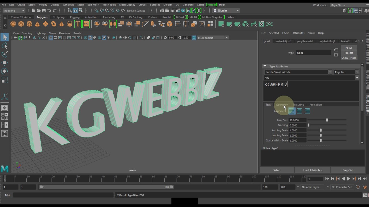 How To Create 3d Text In Maya 17 Youtube