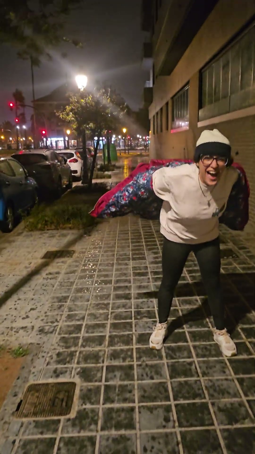 Strong Winds Nearly Blow Woman Away as She Struggles to Stand
