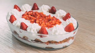 Strawberry tiramisu / Eggless / No Bake/ Quick and easy authentic Italian recipe with Subtitles