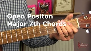 Guitar Chords - How to play the Open Position Major 7th Chords