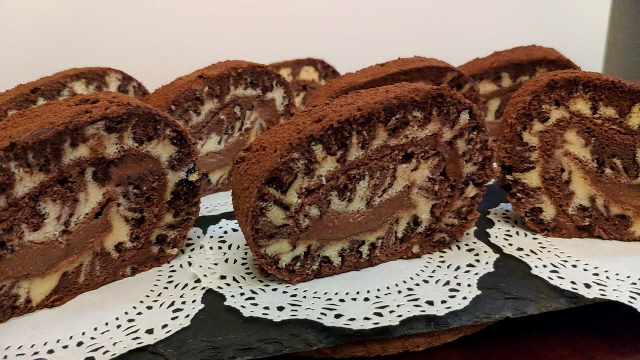 Hurricane Chocolate Swiss Roll - Two-tone Swiss Roll Cake