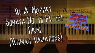 W. A. Mozart: Sonata No. 11, KV 311, Theme, Slow Motion Piano Tutorial