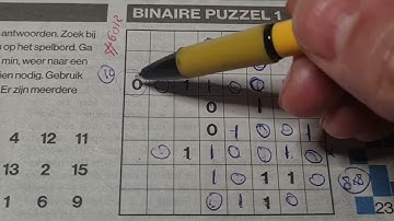 Thursday. Bonus Extra edition. (#6012) Binary01 Sudoku puzzle.  02-23-2023 Extra part 3 of 4