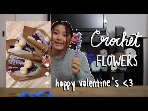 crocheting FLOWERS for Valentine's Day | Crochet w Me!
