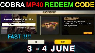 Free Fire Redeem Code Today For 18 April  Cobra Mp40 Redeem Code Free Fire  Ff Redeem Code Today