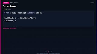 scipy.ndimage.label: connected components in an array