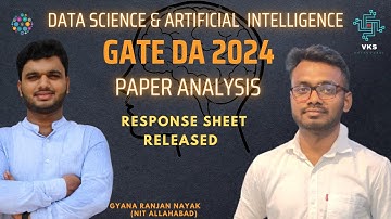 GATE -2024 DA Response sheet released Answer Key of all 65 Questions | VKS Sir