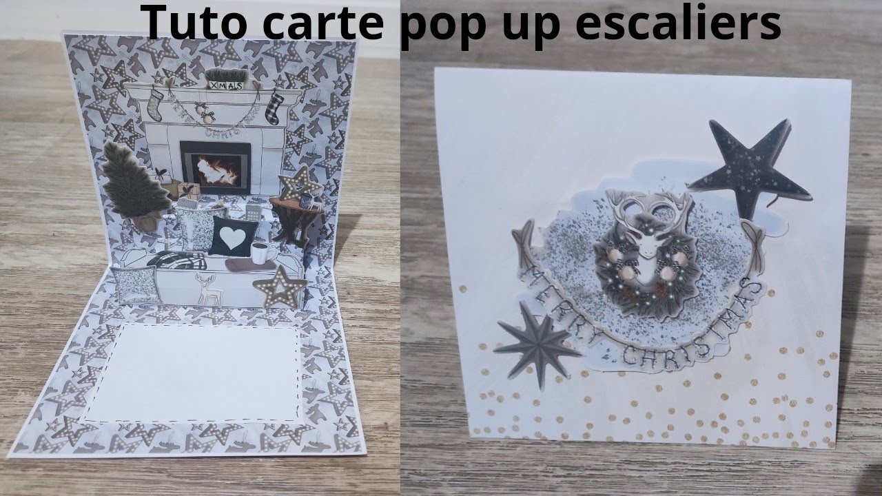Tuto carte pop up escaliers #popup #noel #diy #scrapbooking #scrap#action