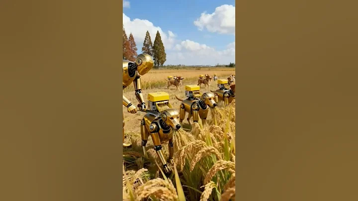 The Gold Rush: Robot Dogs Harvesting a Futuristic Rice Field