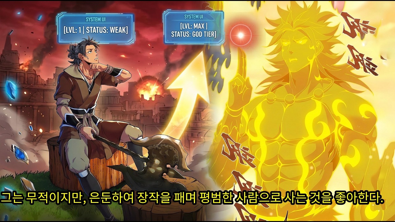 그는 무적이지만, 은둔하여 장작을 패며 평범한 사람으로 사는 것을 좋아한다. [웹툰 요약]