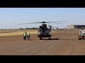 Sa330l puma helicopter startup and aerobatics with alouette ii flyby and rooivalk at back hq sound