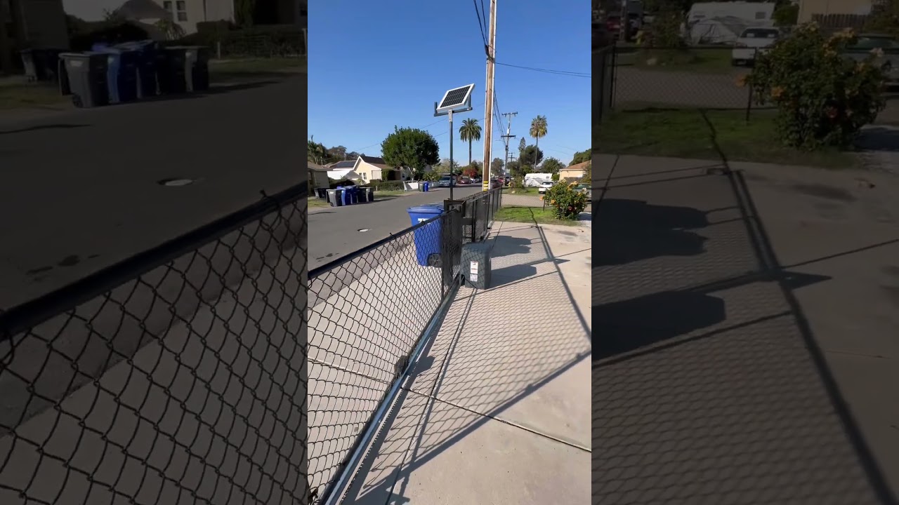 Fabrication/installation sliding gate chain-link powder coding with LiftMaster RSL12UL solar system