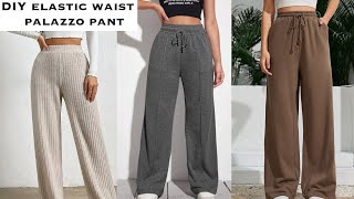 HOW TO MAKE AN ELASTIC WAIST STRAIGHT PALAZZO PANT WITH ROPE EASY WAY [Detailed Video] #palazzo