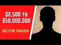 SECTOR TRADER TURNED $2,500 TO $50,000,000